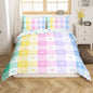 Girls Bowknot Duvet Cover Set Twin Size Colorful Bow Tie Bedding Set for Kids Girly Woman Room Decor Cartoon Watercolor Geometric Lattice Reversible Comforter Cover with 1 Pillowcase (No Comforter)