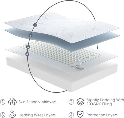 California King Size Electric Heated Mattress Pad - Bed Warmer with Memory & Preheat Functions, 12 Heat Settings Dual Control for 1-12 Hours Auto Off, Lighted Button