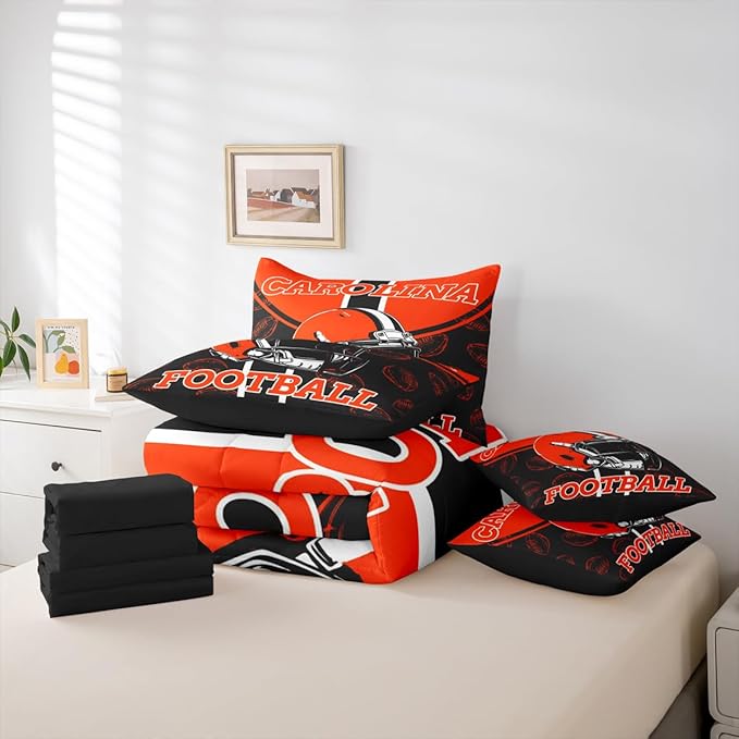Feelyou Football Comforter Set King Size 7 Pieces Ball Games Bedding Set for Kids Boys Girls Rugby Bed in a BagFootball Bedroom Decor Rugby Sports