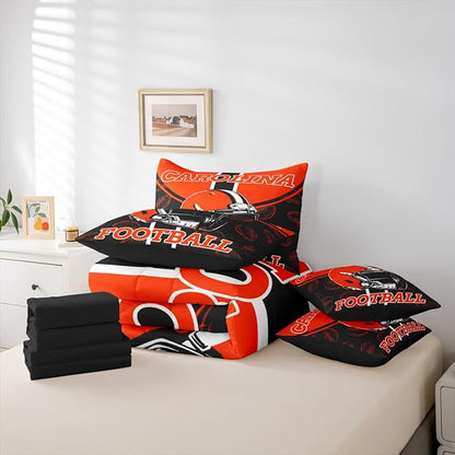 Feelyou Football Comforter Set Queen Size 7 Pieces Ball Games Bedding Set for Kids Boys Girls Rugby Bed in a BagFootball Bedroom Decor Rugby Sports