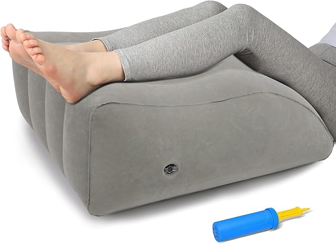 Inflatable Leg Elevation Pillow, Wedge Pillow for Sleeping, Portable Wedge Pillow, Improve Circulataion and Reduce Swelling, for Sleeping, Recovery, Pregnant (Grey)