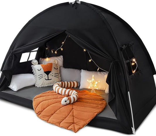 Sherilyn Full Size Bed Canopy Toddler Bunk Bed Tents Dream Tent on Bed Privacy Space Blackout Kids Sleeping Tents Indoor Floor Portable Drafty Playhouse for Boys Girl Birthday House Gift