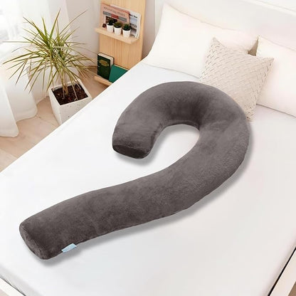 Body Pillow for Adults - Soft Long Bed Pillows Insert for Sleeping - Shredded Memory Foam and Removable Washable Cover - Swan Shaped Side Sleeper Pregnancy Pillow 49 Inch (Brown)