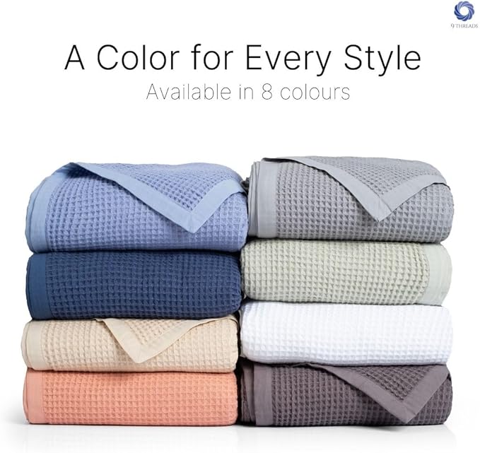 GOTS Certified Organic Cotton Waffle Weave Cozy Throw Blanket, 50"X60", Modern Home Decor, Soft Bed Blanket - Scottish Grey