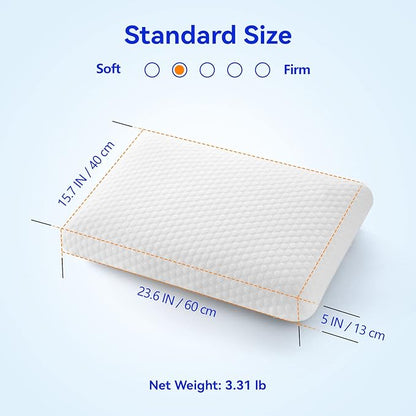 inight Memory Foam Pillows, for Sleeping, Soft Tex Pillow, Bed Pillows for Back Sleepers & Side Sleepers - 1 Pack Standard Size, 5 Inches Loft