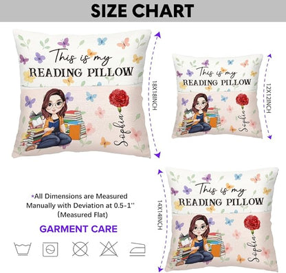 ENCYCOM Personalized Book Reading Pocket Pillow - Custom Reading Pillows with Name – Uniqua Gift for Bookworm Girls, Women Who Love Books, Perfect for Bed or Cozy Corner (Reading Pillow 05)