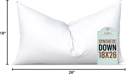 Pillowflex Synthetic Down Pillow Insert - 18x26 Down Alternative Pillow, Ultra Soft, Large Rectangle, Lumbar, Back, Sofa, Sleeping Pillow - 1 Decorative Pillow Form