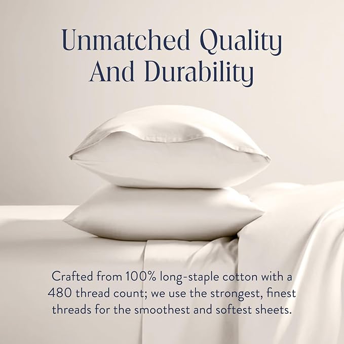 Brooklinen Luxury Sateen Duvet Cover Set - 100% Cotton, Full/Queen Size in Cream - Includes 1 Duvet Cover and 2 Standard Pillowcases - Best Full/Queen Duvet Covers