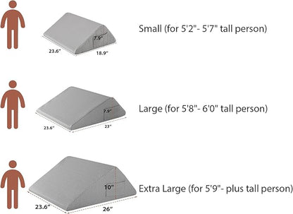 Knee Wedge Pillow, Memory Foam Leg Pillow Bed Wedge for Sleeping, Post Surgery Triangle Pillow Wedge for Knee Support, Leg Elevation, Knees Hip Back Pain Relief (23.6" x 26" x 10", Extra Large, Grey)