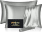 Silk Pillowcase 2 Pack, Natural Mulberry Silk Pillow Cases, Anti Acne Silk Pillowcase for Hair and Skin, King Size Silk Satin Pillowcase Set of 2 with Zipper, Gifts for Sleeping Women, Silver Grey
