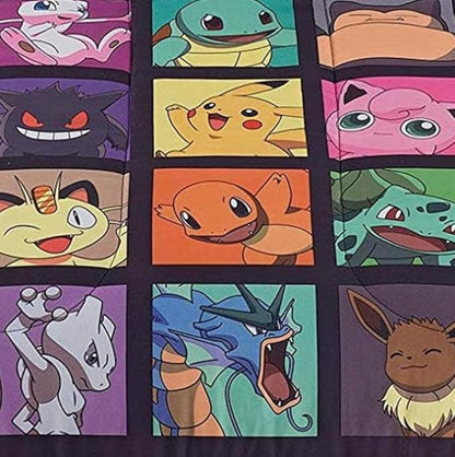 Northwest Pokemon Twin Sized Bed in a Bag Set, Pikachu Eevee Charmander Squirtle, Anime Bedding, Kanto Favorites