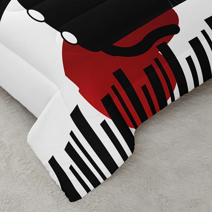 Kawaii Pet Cat Themed Comforter 3Pcs Twin Lover's Kitten Animal Bedding Set for Cat Lover Kid Teen Girl Boy Black White Cat Heart Pattern Quilt Bed Decor with 1 Comforter and 2 Pillowcases