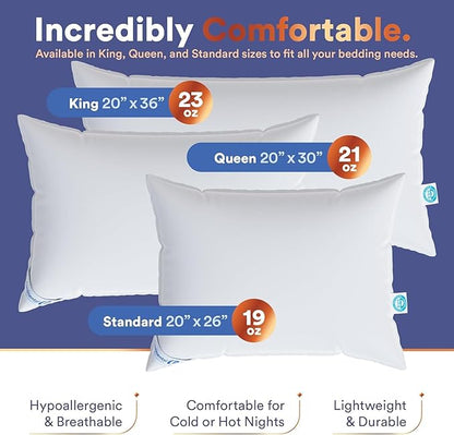 100% Siberian Goose Down Pillow Father's Day Dream Ensemble - Firm King Size, Pack of 1 - Firm and Luxurious Siberian Down Pillow for Sleeping, 800 Fill Power - Includes Pillow Protector
