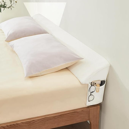 Bed Wedge Gap Filler King (76"x 8"x 6") Wedge Pillow for Headboard Gap 0-8" Mattress Gap Filler Pillow to Fill The Gap Between Mattress and Wall with 2 Side Large Pockets
