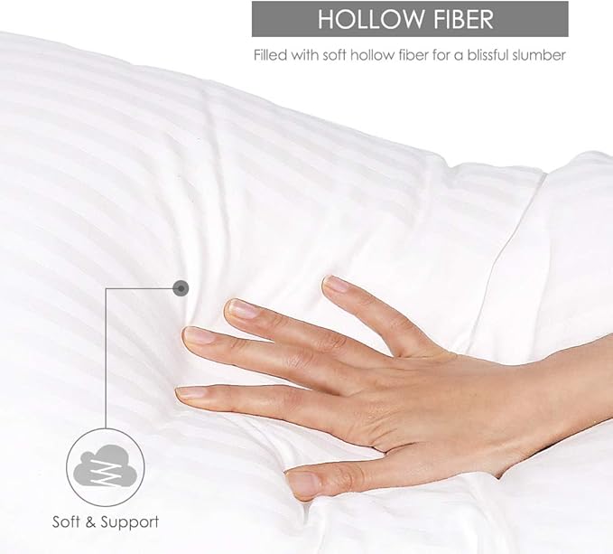 Bed Pillows for Sleeping Queen Size [Pack of 2] Hotel Quality Pillows Premium Plush Fiber, Breathable Cooling Cover Skin-Friendly