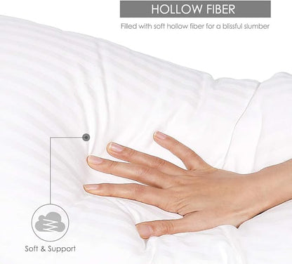 Bed Pillows for Sleeping Queen Size [Pack of 2] Hotel Quality Pillows Premium Plush Fiber, Breathable Cooling Cover Skin-Friendly