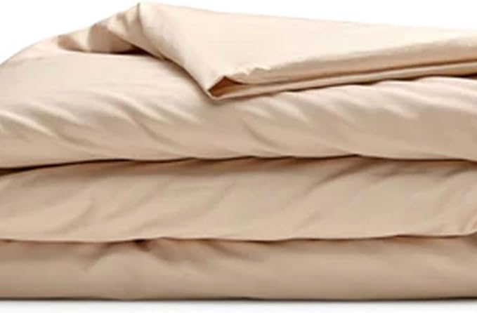 Sleepgram Supima Machine Washable 400 Thread Count Cotton Silver Ion Infused Luxury Zippered Duvet Cover with Travel Bag, Queen, Sand