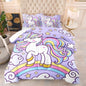 Axolotl Rainbow Unicorn Bedding Set King,Purple Unicorn Kids Comforter Set for Girls,Colorful Rainbow Bedding for Kids Teens Adults,Cartoon Stars Cloud Comforter,1 Quilt with 2 Pillowcases All Season