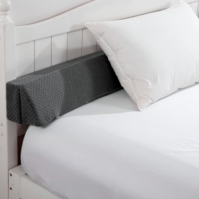 MABOZOO Pillow Wedge for Headboard Gap,Grey Bed Wedge Gap Filler Full Size,Foldable Bed Wedge Pillow for Headboard,Foam Mattress Gap Filler,54"x6"x6"