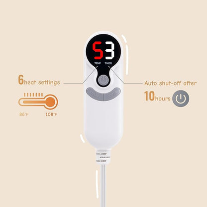Electric Heated Blanket Full Size 72"x84", Soft Flannel with Overheat Protection, 6 Adjustable Heat Settings & 10-Hour Auto-Off Timer, Fast Heating for Winter Comfort, Blue