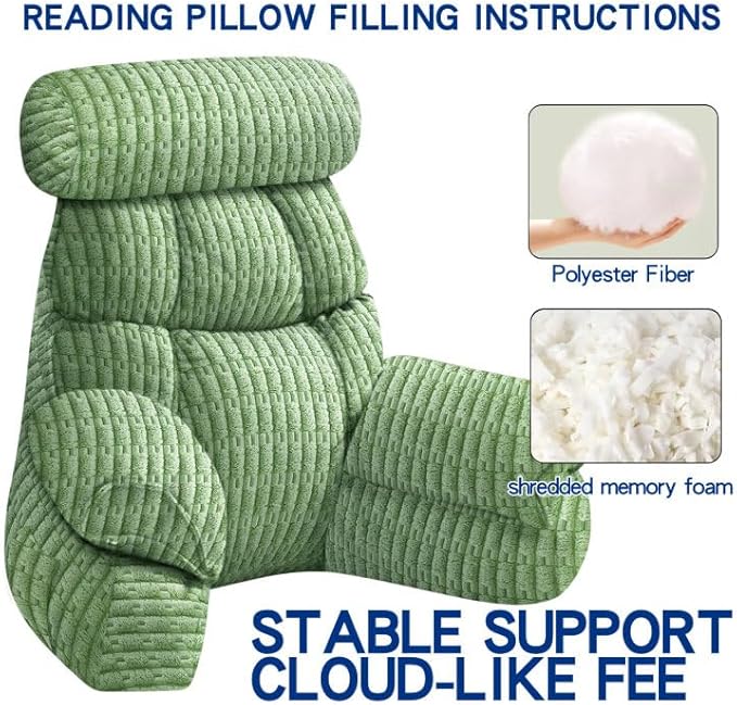 FXXUDVNIIN Back Pillow for Bed Sitting up – with 9.4" Armrests Bed Pillow for Sitting up,Inch Arms for Support, Ideal for Reading, Watching TV, Gaming, and Relaxing