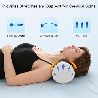 Cervical Roll Pillow - Ergonomic Design Round Neck Pillow Roll with Cooling Cover - Memory Foam Cylinder Bolster Pillows for Neck Support, Leg, Back, Yoga (Blue White)