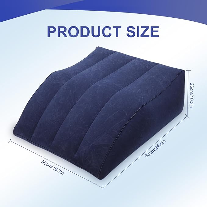 Inflatable Leg Pillow, Wedge Pillow for Sleeping, Portable Wedge Pillow, Improve Circulataion and Reduce Swelling, for Sleeping, Recovery, Pregnant (Dark Blue)