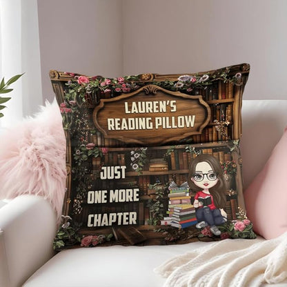 ENCYCOM Personalized Book Reading Pocket Pillow - Custom Reading Pillows with Name – Uniqua Gift for Bookworm Girls, Women Who Love Books, Perfect for Bed or Cozy Corner (Reading Pillow 02)