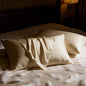 BHZ Beige Satin Goose Down Feather Pillows King Size Set of 2 with Pillowcase for Hair and Skin, Cooling Pillow Cases Similar to Silk Pillow Cases, Decorative for Women, Mom Men