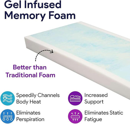 Memory Foam Hospital Bed Mattress - Gel Infused Pressure Redistribution - Ultra Breathable Treatment - Sloped Heel Hospital Bed Mattresses - Fluid Resistant Nylon Cover - 36" x 76" x 6"