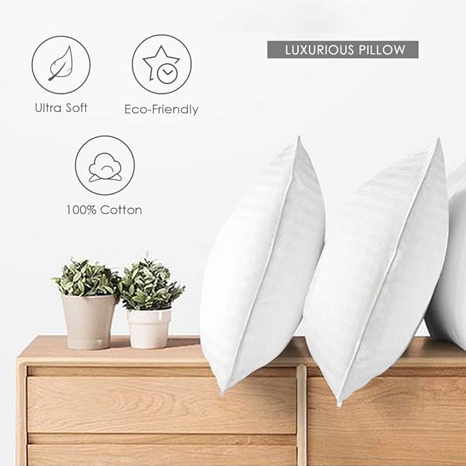 Bed Pillows for Sleeping Queen Size [Pack of 2] Hotel Quality Pillows Premium Plush Fiber, Breathable Cooling Cover Skin-Friendly