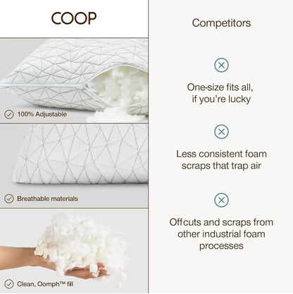 Coop Home Goods Original Adjustable Body Pillow, 20x54 Long Pillow for Back, Shoulder, Hip and Knee Support, Side Sleeper Body Pillows for Adults with Memory Foam & Washable Cover