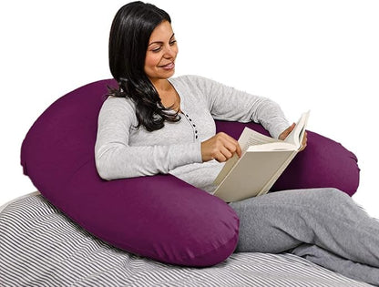 Yogibo Support Reading Pillow Unique U-Shaped Backrest with Arms, Cotton, Provides A Lift for Watching TV, Gaming, Working, Filled with Soft Micro-Beads, ,Purple