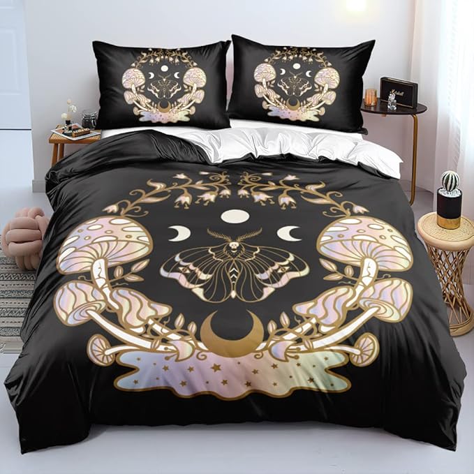 Mushroom Duvet Cover Twin Trippy Comforter Cover Aesthetic Bedding Set Colorful Bed Set Spring Mushroom Bedroom Decor