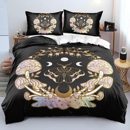 Mushroom Duvet Cover Full Trippy Comforter Cover Aesthetic Bedding Set Colorful Bed Set Spring Mushroom Bedroom Decor