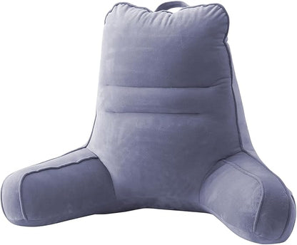 Sasttie Reading Pillow for Bed - 23 Inch, Back Pillow for Bed Sitting Up, Back-Rest Support Cushion with Side Pockets and Arms, Dorm Essentials, Oeko-Tex Certified, Grey Purple