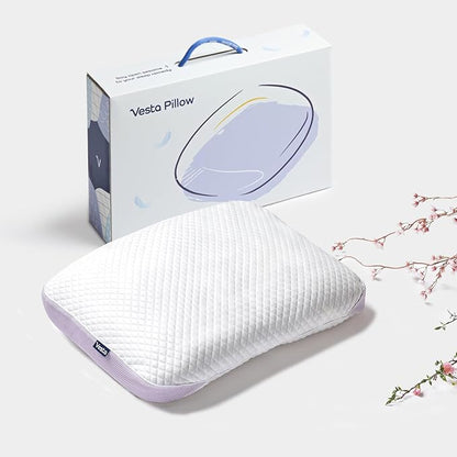Vesta PurpleZen Eco-Luxe Down Pillow, Supportive, Adaptable, and Plush Pillow for Back, Stomach, or Side Sleepers, Washable Cooling Cover, Medium Profile (4.5" Height) & Soft (Pack of 1)