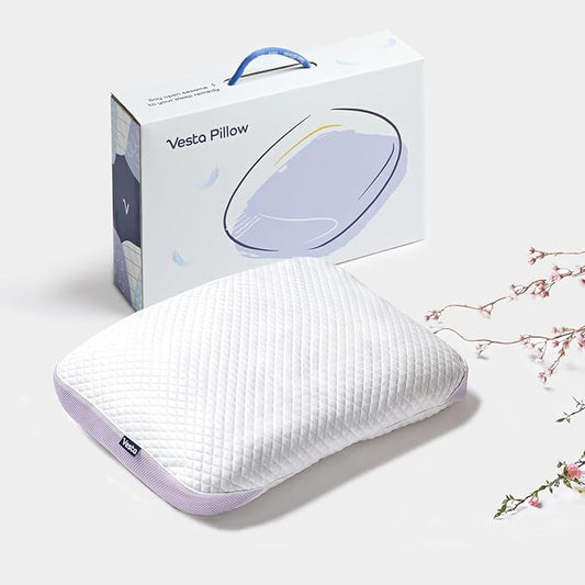 Vesta PurpleZen Eco-Luxe Down Pillow, Supportive, Adaptable, and Plush Pillow for Back, Stomach, or Side Sleepers, Washable Cooling Cover, Medium Profile (4.5" Height) & Soft (Pack of 1)