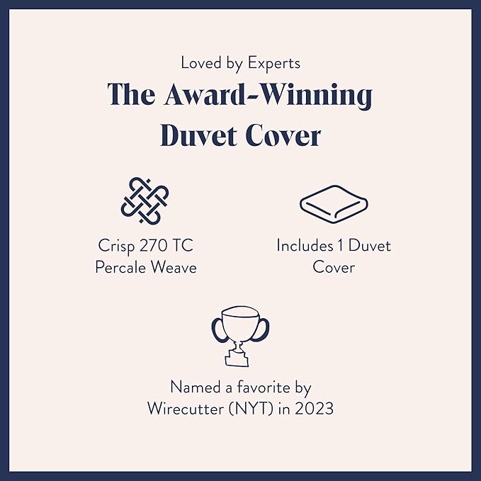 Brooklinen Luxury Percale Duvet Cover – 100% Cotton, Cool, Crisp, Extra-Long Corner Ties, Button Closure, Soft & Breathable – Machine Washable, Duvet Cover Full/Queen Bed Sizes (Slate)