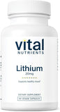 Vital Nutrients Lithium Orotate 20mg | Vegan Lithium Supplements for Memory, State of Mind, and Behavioral Health* | Gluten, Dairy, Soy Free | 90 Capsules