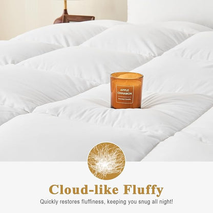100% Organic Feather Down Comforter Super King, Luxury Extra-Fluffy Duvet Insert, All Season Bed Comforter with Ultra-Soft Organic Cotton Case (120x120 Inch, Ivory White)