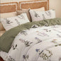 Floral Duvet Cover Queen Size Vintage Floral On White Bedding Set with Pink Purple Flower For Girls Women Men Olive Green Botanical Pattern Garden Style Fall Duvet Cover Set 3 Pieces with 2 Pillowcase