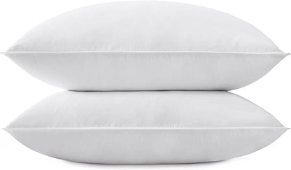 SNUG&COZY Grey Goose Feather Down Pillow for Sleeping(2 Pack)- Queen Size(20IN×30IN), Goose Feather&Down Filling, 100% Cotton Cover, 100% Down Proof, Machine Wash, White