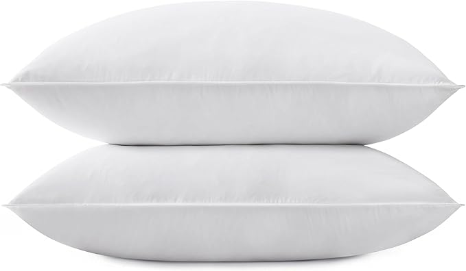 SNUG&COZY Grey Goose Feather Down Pillow for Sleeping(2 Pack)- King Size(20IN×36IN), Goose Feather&Down Filling, 100% Down Proof, Machine Wash, White