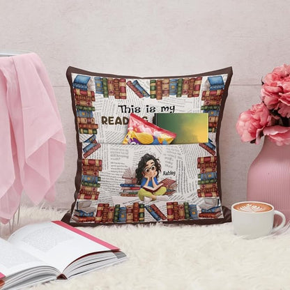 ENCYCOM Personalized Book Reading Pocket Pillow - Custom Reading Pillows with Name – Uniqua Gift for Bookworm Girls, Women Who Love Books, Perfect for Bed or Cozy Corner (Reading Pillow 09)
