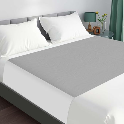 Bed Pads Washable Waterproof for Incontinence Adults, Reusable Wetting Pad Mattress Protector Underpads Tuckable Quick Dry, Fits Queen Size Bed, 36" x 60", Gray