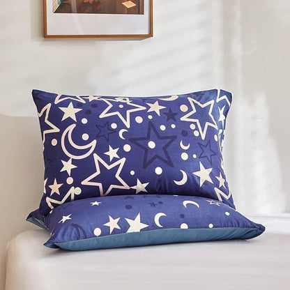 Feelyou Galaxy Glow in The Dark Comforter Set for Girls Kids Full Purple Universe Starry Night Bedding Set Super Soft Outer Space Stars Moon Comforter Girl Bedroom Glow Decor Bedding Quilted Duvet