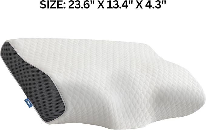 Derila King Size Neck Pillow for Sleeping, Cervical Pillow, Memory Foam Side Sleeper Pillows, Bed Contour Pillows for Back, Stomach Sleepers for Men 23.6x13.4x4.3 in
