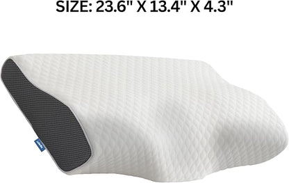 Derila King Size Neck Pillow for Sleeping, Cervical Pillow, Memory Foam Side Sleeper Pillows, Bed Contour Pillows for Back, Stomach Sleepers for Men 23.6x13.4x4.3 in