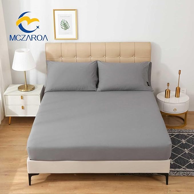 Grounding Sheets King, 12% Silver+88% Organic Cotton, Fitted Grounded Bed Sheet Deep Pocket for Improved Sleep & Wellness (Gray, King - 78"x80"x15")